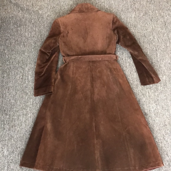 Vintage suede full length button up trench with belt - fully lined - Picture 5 of 7